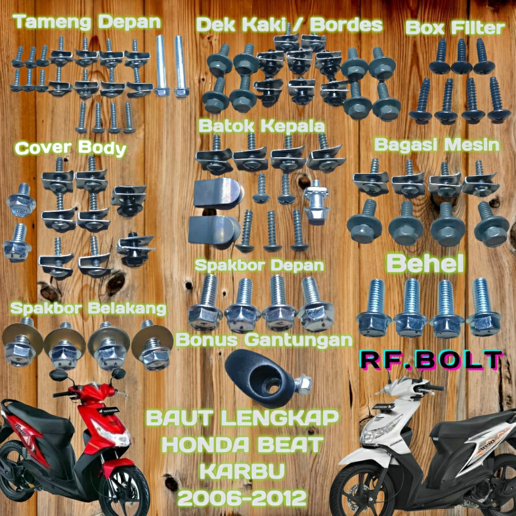 Baut Beat Karbu Full Set / Baut beat carbu full set / Baut body beat karbu / baut cvt beat karbu tah