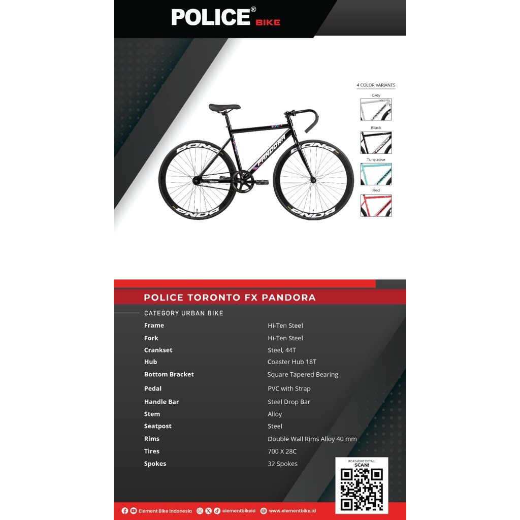 Sepeda Fixie Element Police Toronto Pandora 700c