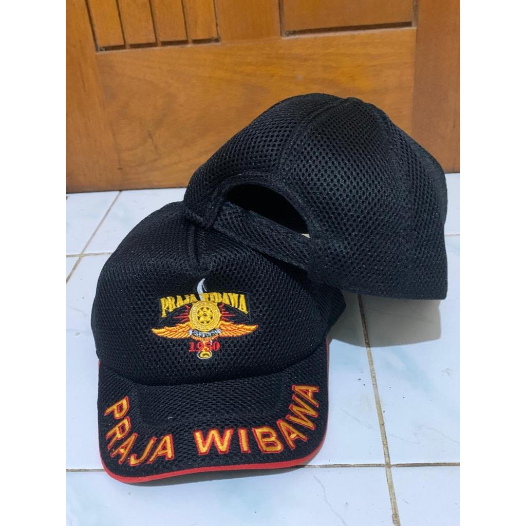 TOPI JARING BORDIR LOGO POL PP/PRAJA WIBAWA BAHAN DOUBLE MESH