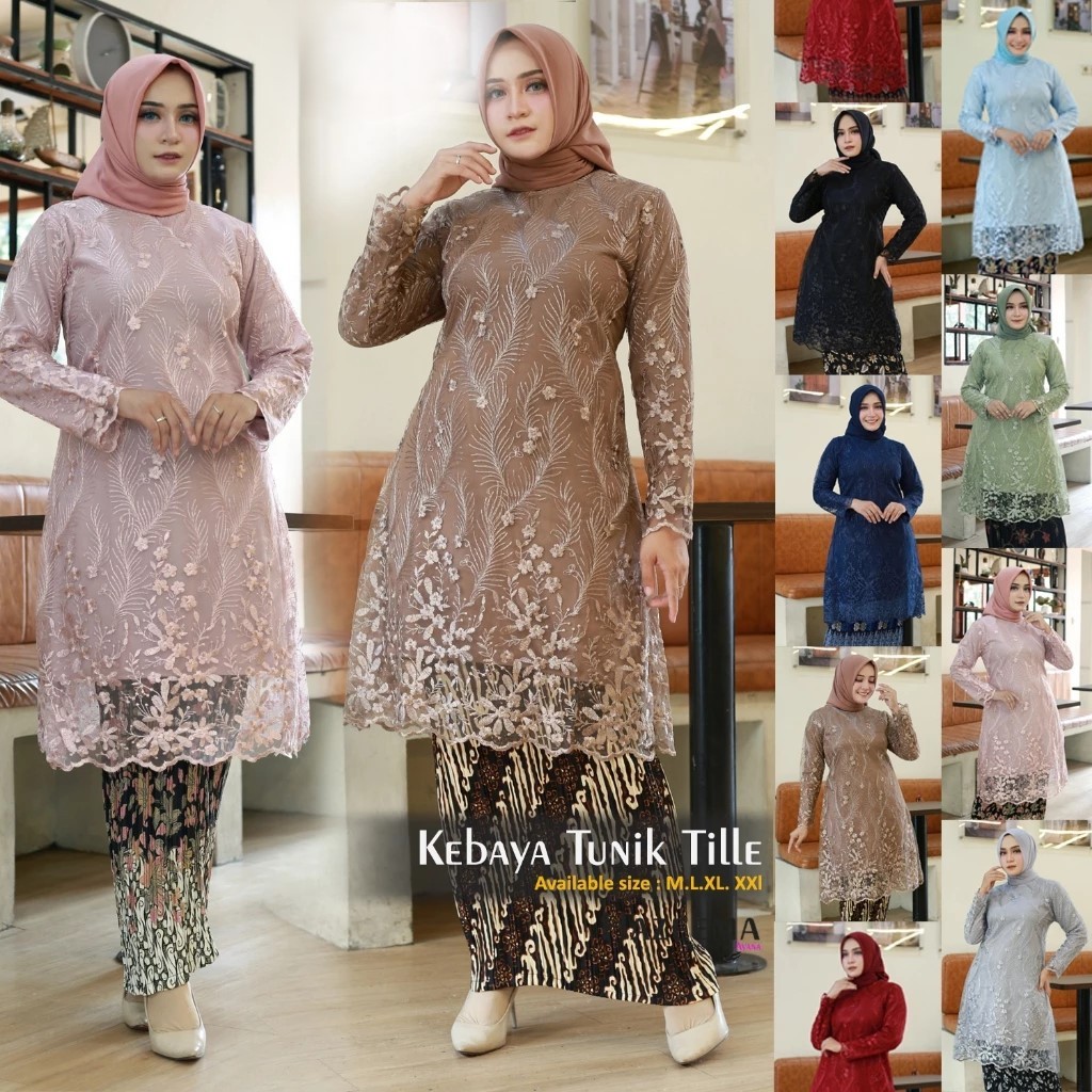 PROMO KEBAYA SETELAN TILE / ATASAN KEBAYA TUNIK 2025 / KEBAYA JUMBO / KEBAYA MODERN / STELAN DAN ROK