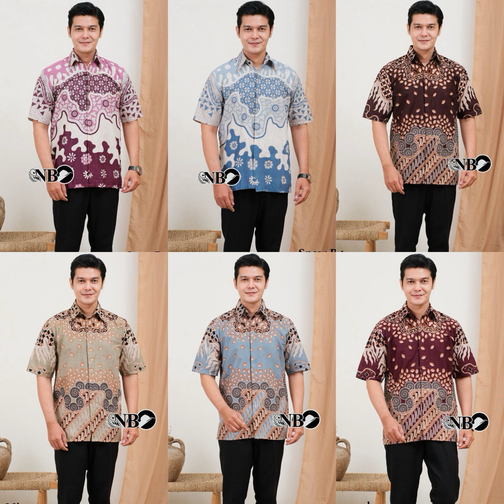 (NusaBatik) Batik Pria Modern Lengan Pendek Dewasa Baju Seragam Kondangan Kemeja Hem Cowok Premium R