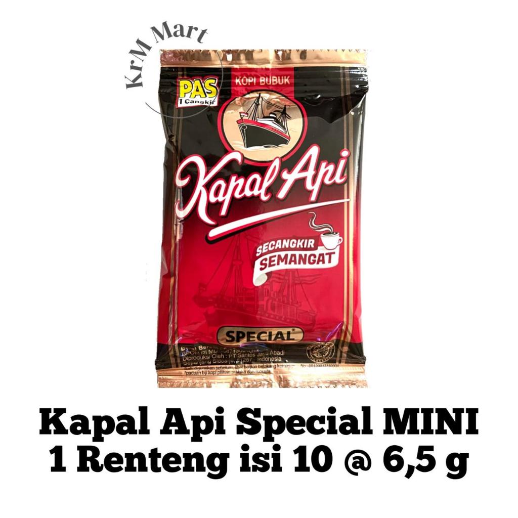 

Kapal Api Special 6.5gr Mini 1 renteng isi 10 sachet renceng kopi instan tanpa gula spesial coffee bubuk instan hitam