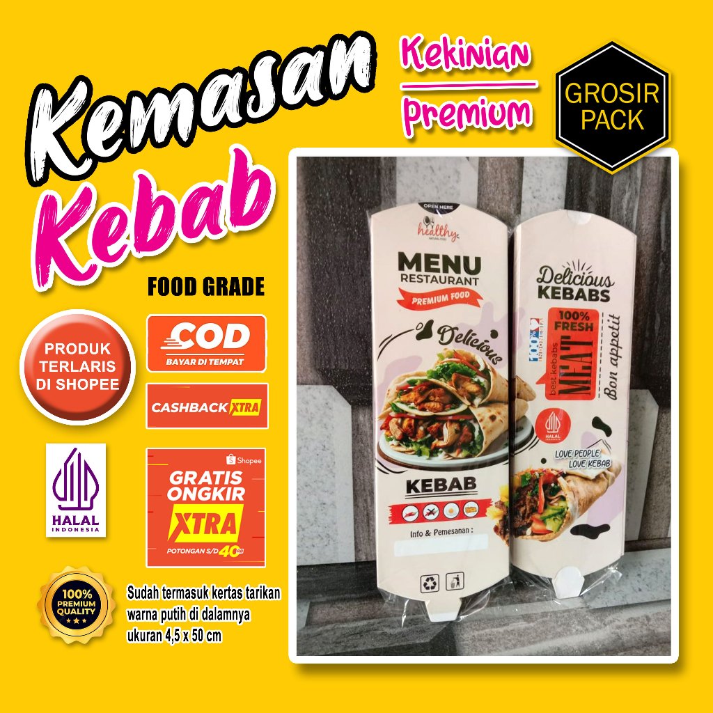 

(Isi 20pcs) Kotak Kebab | Box Kemasan Kebab | Dus Kebab Murah | Kotak Kebab