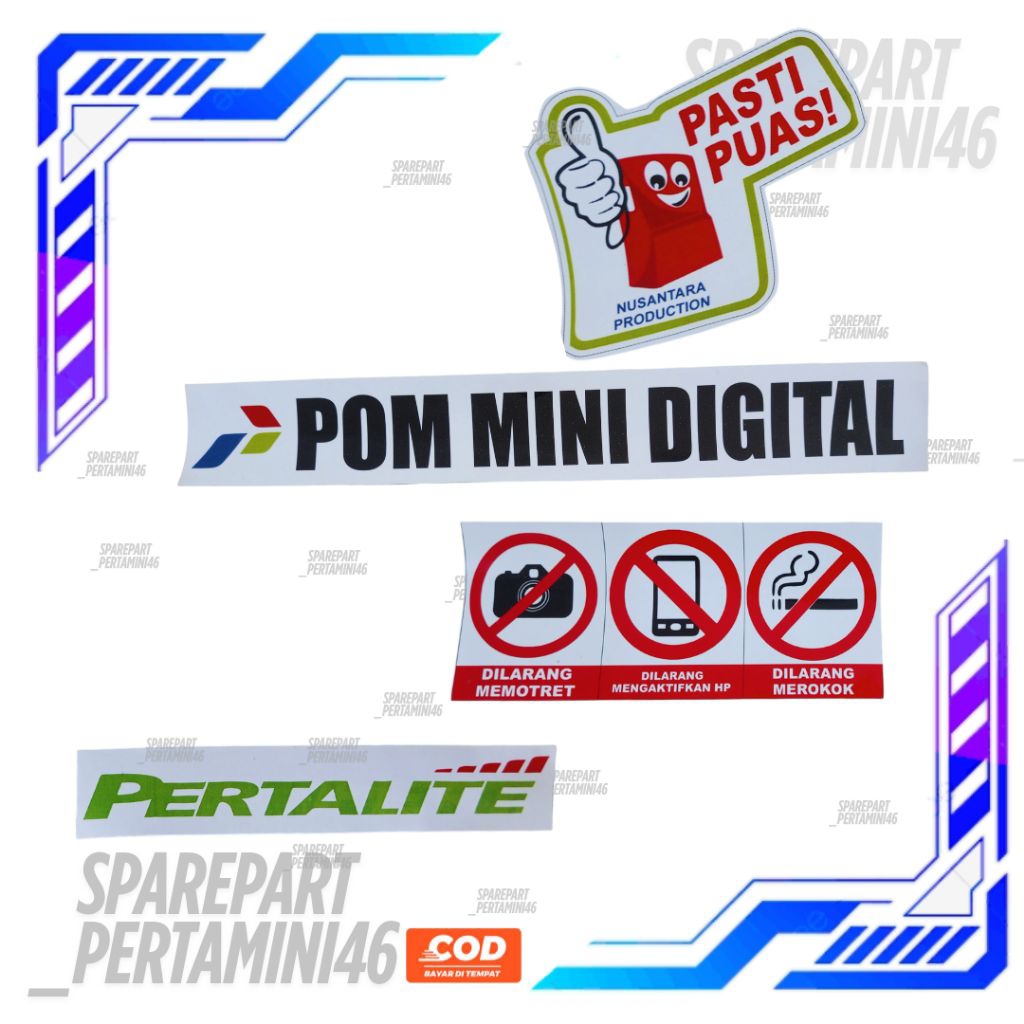 Stiker Set 1 Nozzle Pom Mini Digital Pertalite Pertamini