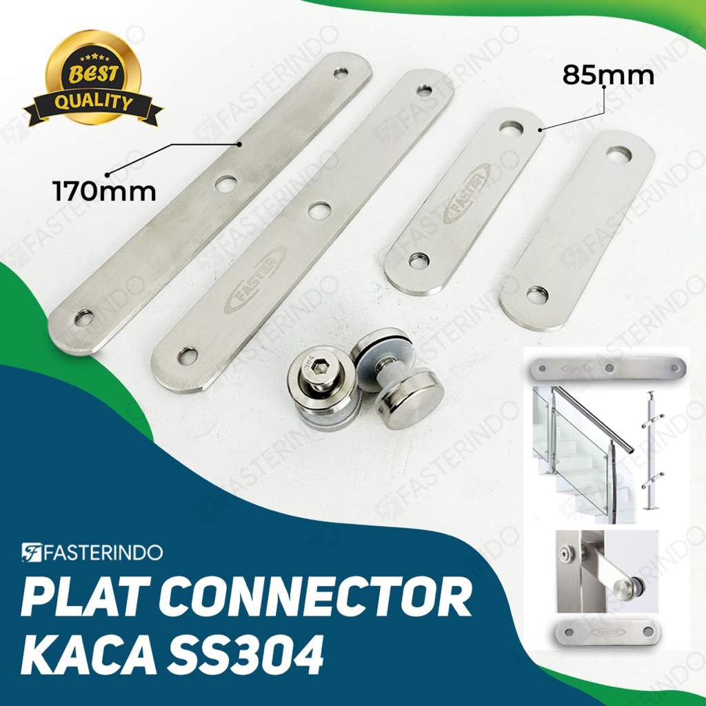 Plat Connector Kaca SS304/Penjepit Kaca Sayap Railing/Plat Railing Kaca Double/Jepit Plat Railing Ka