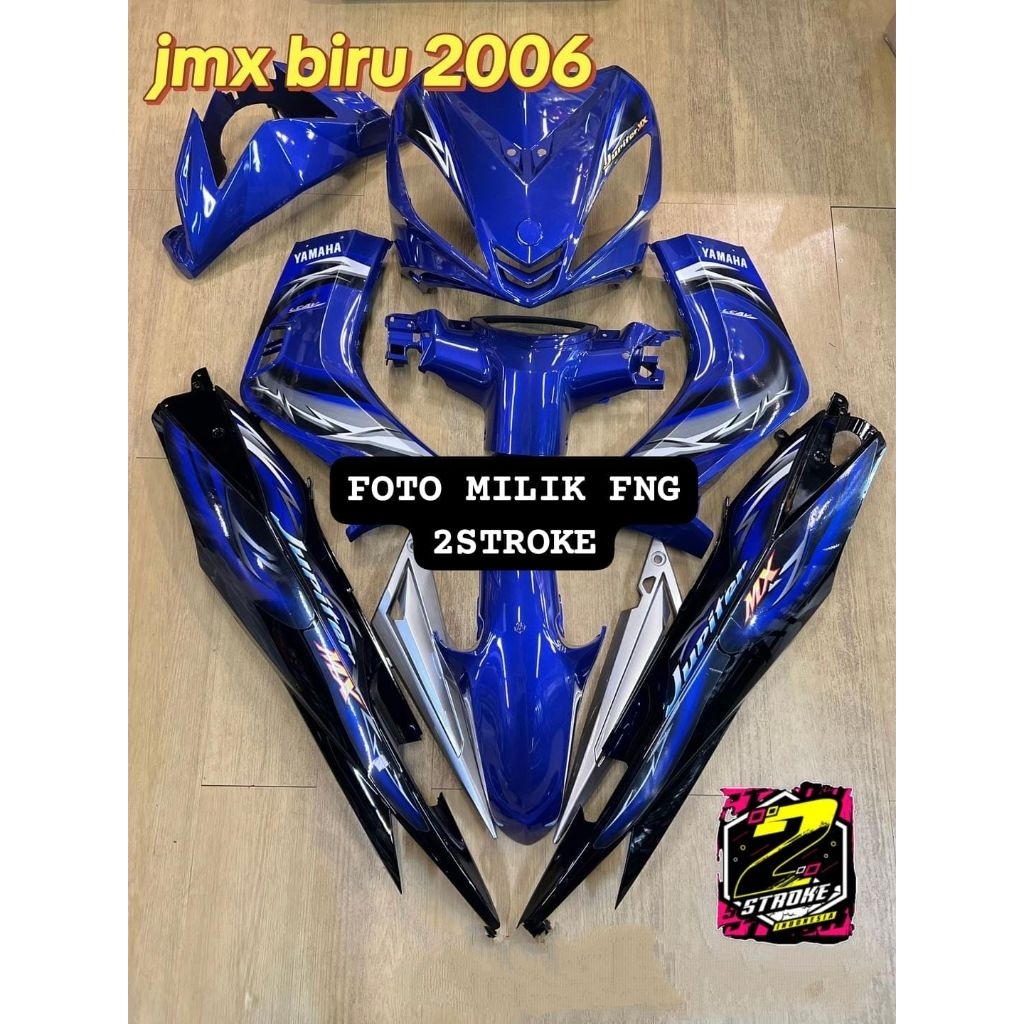 COVER BODY HALUS YAMAHA JUPITER MX 135 OLD BODI SET JUPITER MX LAMA CUSTOM STRIPING DECAL WARNA BIRU