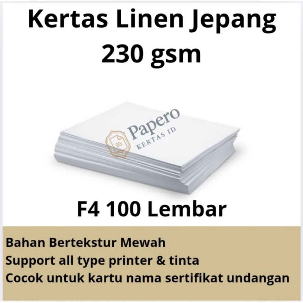 

Kertas Linen 230 gsm Jepang Premium | F4 Isi 100 Lembar - Kertas Undangan, Sertifikat, Kartu Nama.