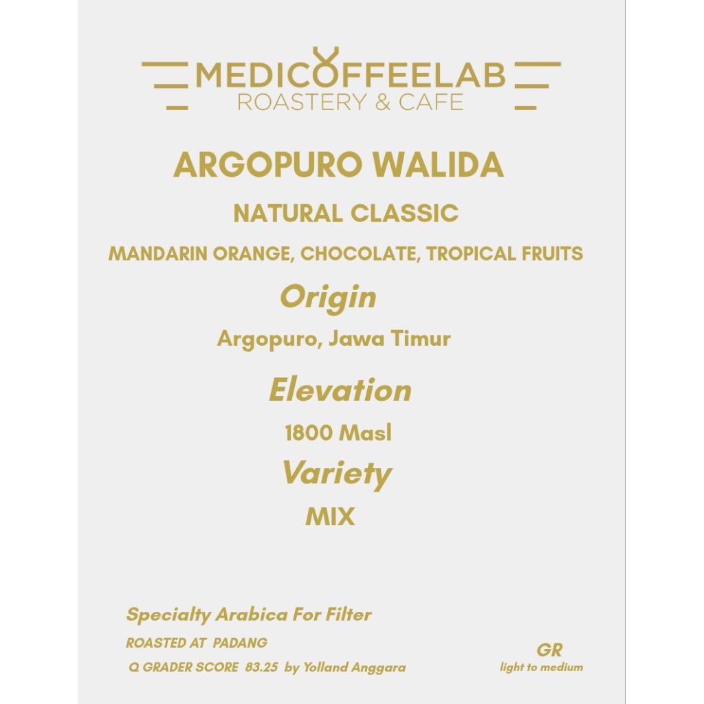 

KOPI ARABICA SPECIALTY ARGOPURO WALIDA/ 200 GR /COFFEE