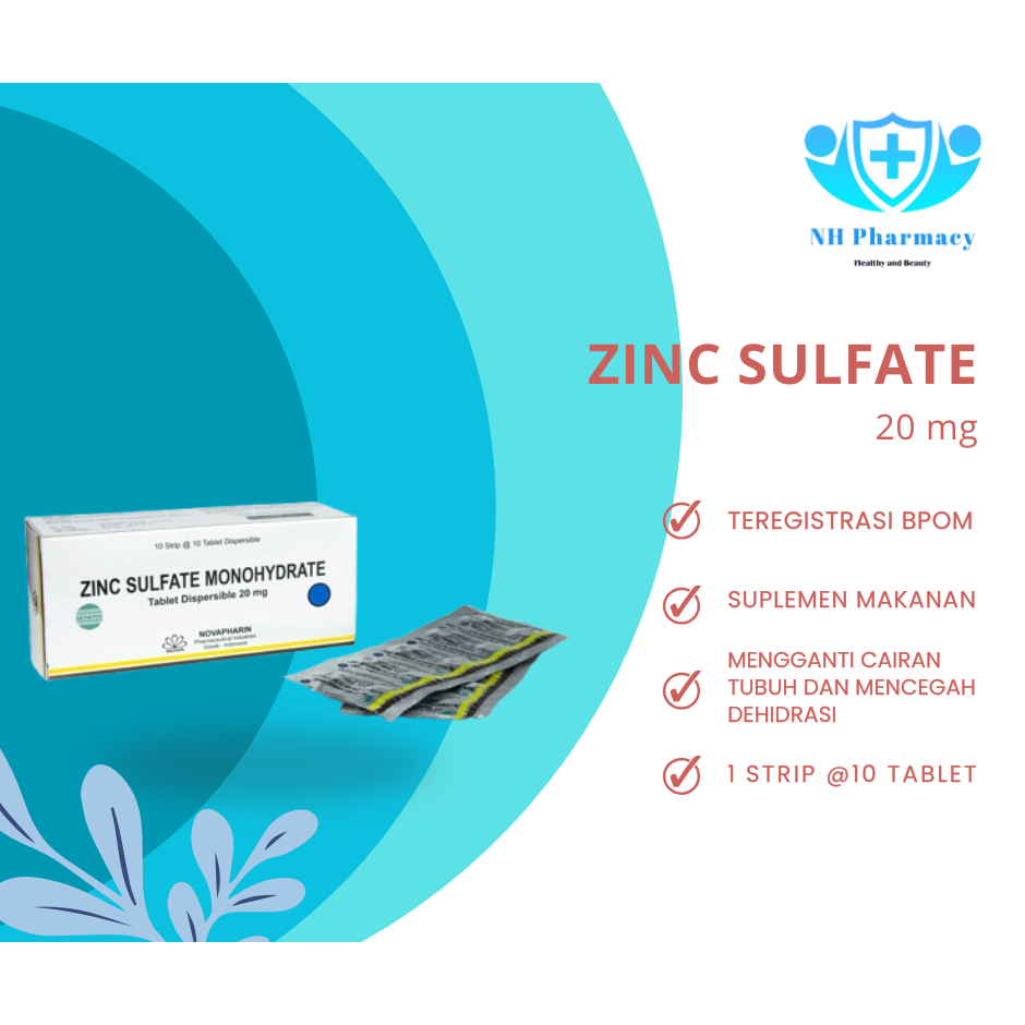 Zinc Sulfate 20 mg box 100 tablet