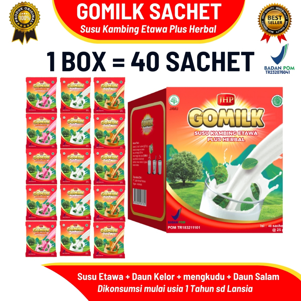 

Susu Kambing Etawa GOMILK Sachet 1kg – Herbal Nafsu Makan, Maag, Asam Urat, Tulang Kuat