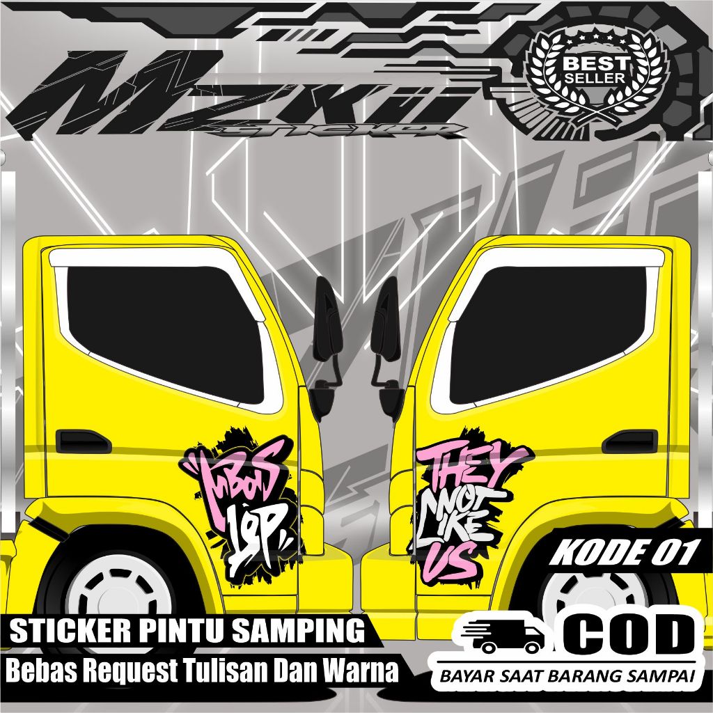 JUAL STICKER CUTTING MOBIL TRUCK RAGASA OMPLONG CANTER GIGA BAGIAN PINTU SAMPING BEBAS REQUEST (TERL