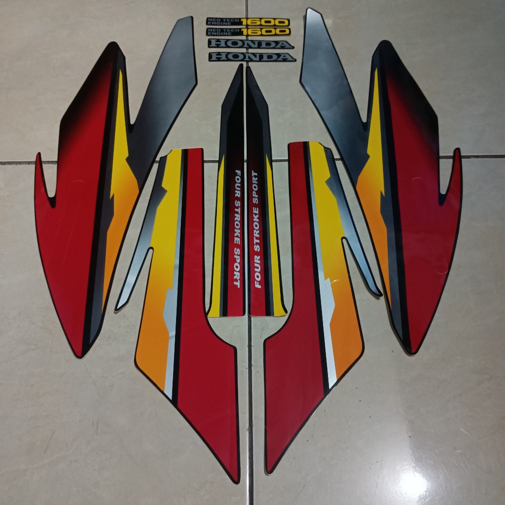 stiker striping honda gl pro 1997 1998 hitam lis merah list body standar berkualitas original