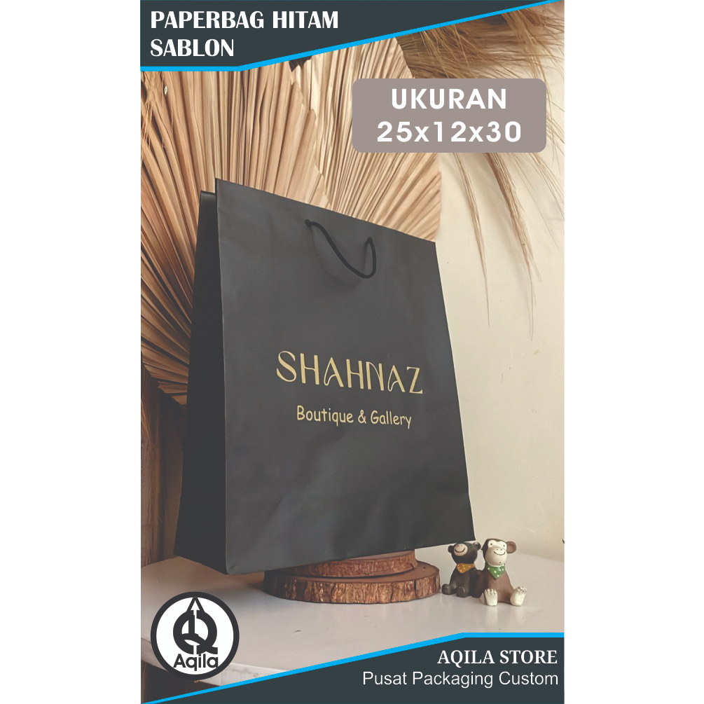 

Paperbag hitam gratis sablon uk. 25x12x30
