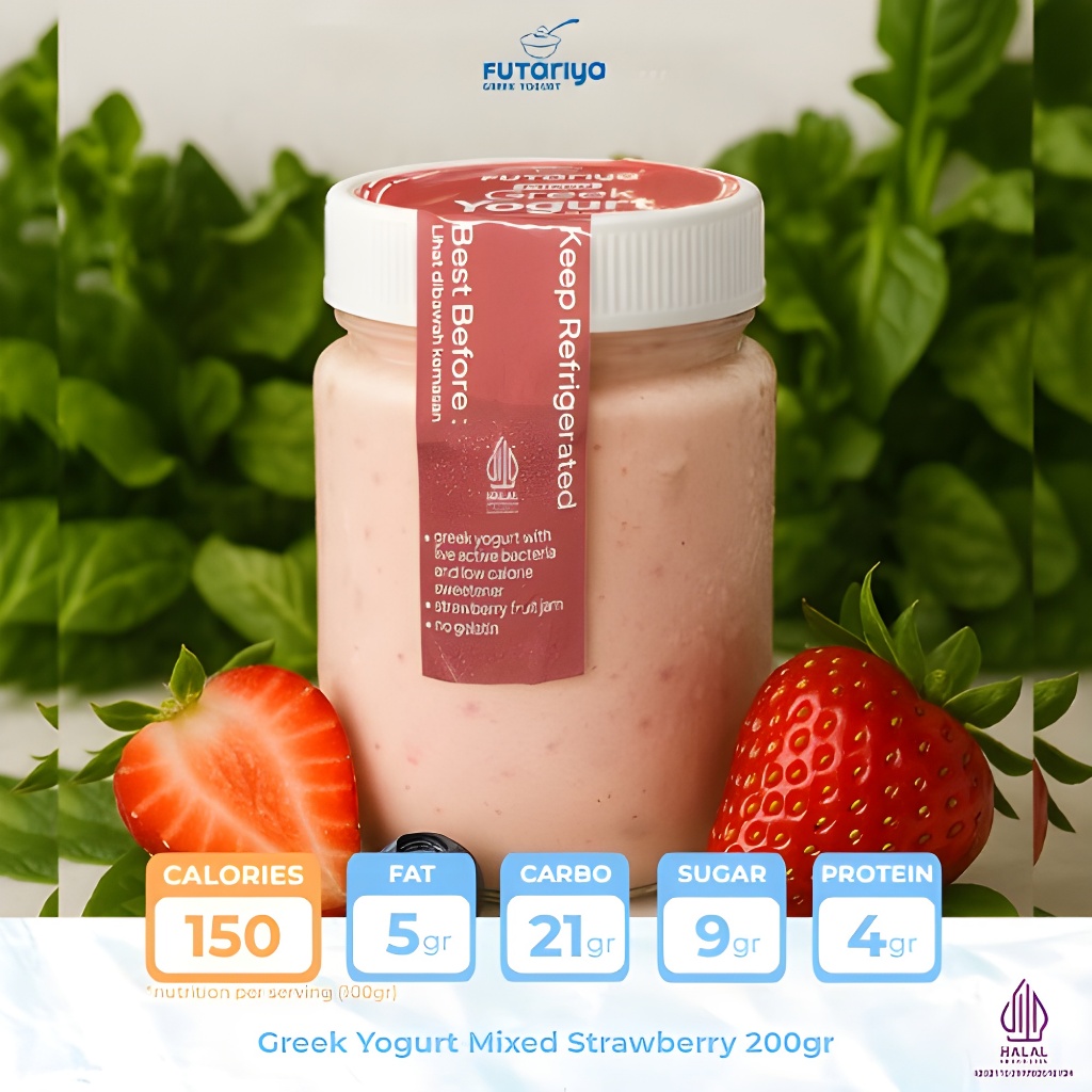 

FUTARIYA Greek Yogurt Mixed Strawberry - Live Active Probiotics Yogurt, Low Calorie