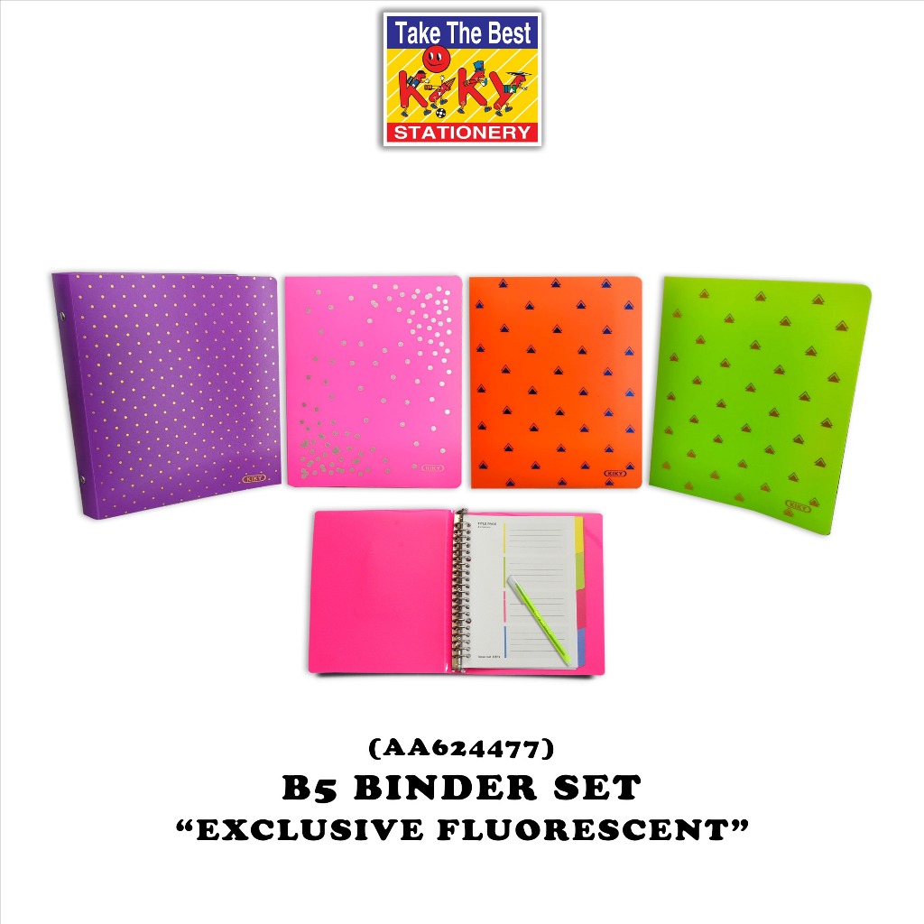 

KIKY Binder Set B5 Exclusive Fluorescent (Uk. 18 x 26.5 x 3 cm) - 1 Pcs
