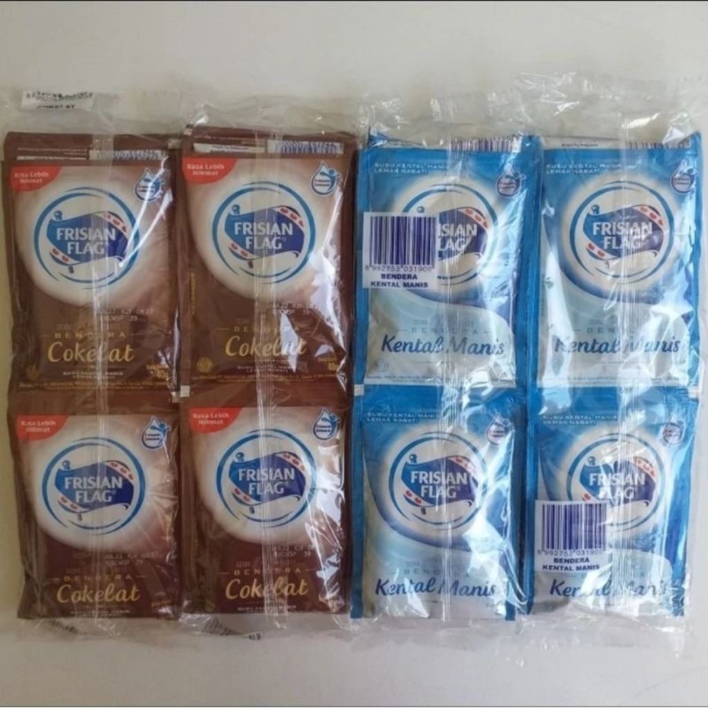 

Susu Kental Manis Frisian Flag Putih Coklat 38G Kemasan Renceng Isi 6
