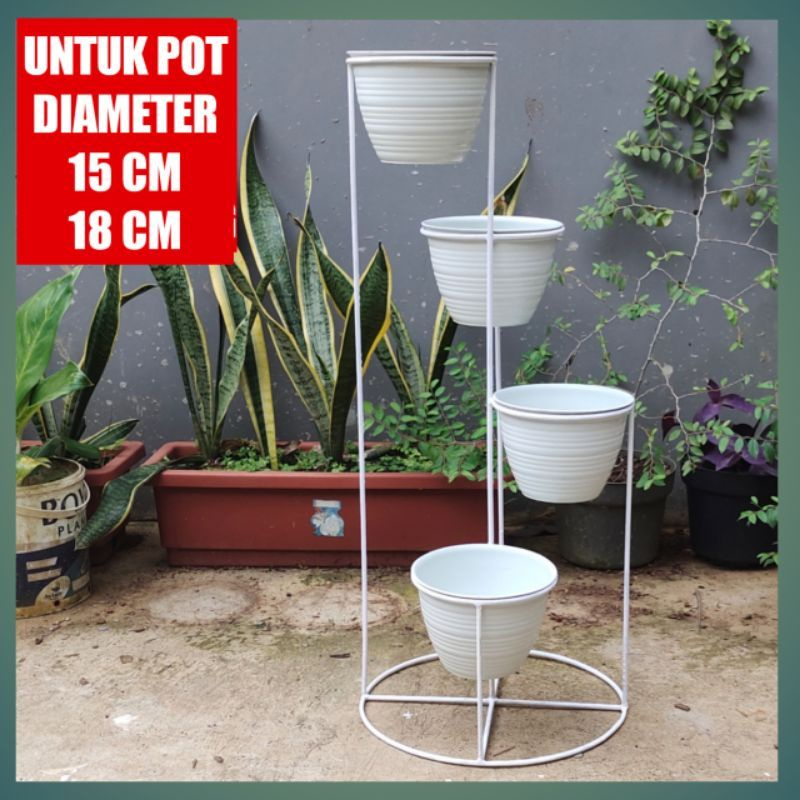 POT BUNGA BESI / STANDING POT LINGKARAN 4in1 / RAK BUNGA BESI / STANDING POT BESI / RAK POT TANAMAN