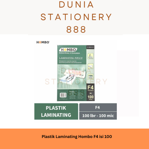 

Plastik Laminating Film Hombo F4 Ukuran Folio 100 Micron