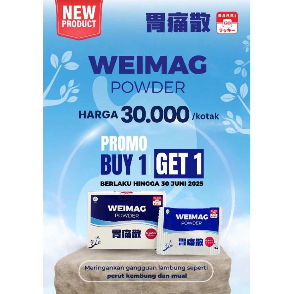 

1 Kotak Weimag Powder Wei Tong Shan Obat Herbal Maag