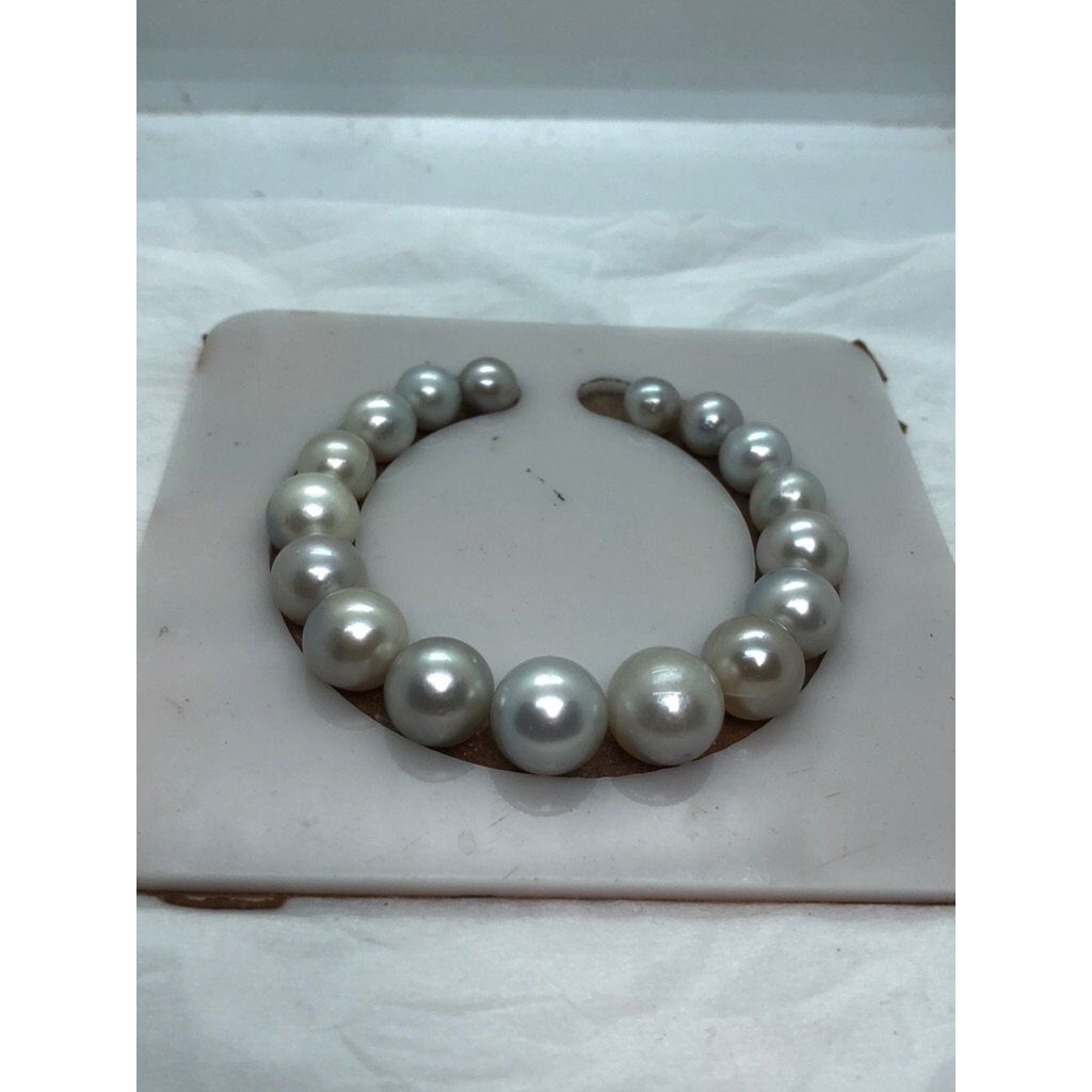 grade A gelang full mutiara air laut abu sliver mutiara air laut