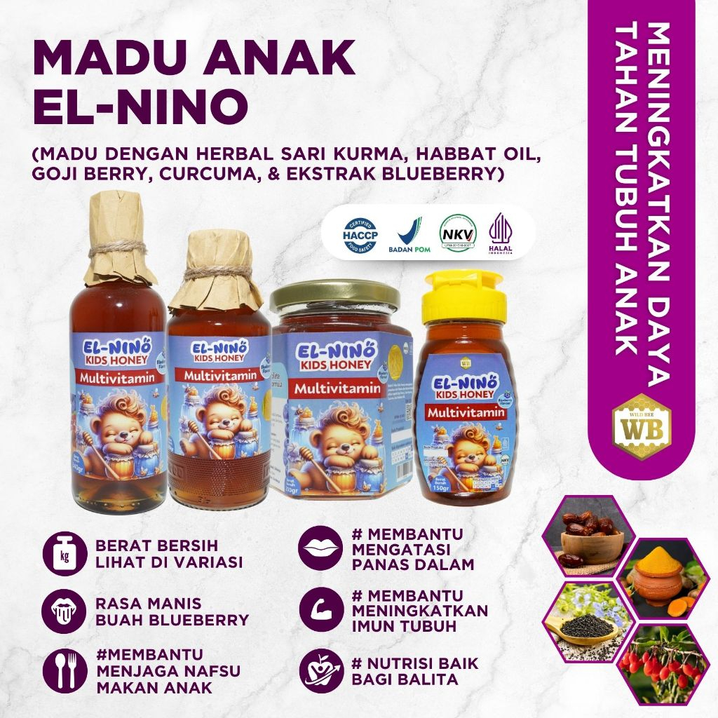 

WB Wild Bee - Madu Anak El Nino Multivitamin/Madu Herbal - Wild Bee - Kemasan Try Kit - Beli 10 Gratis 1
