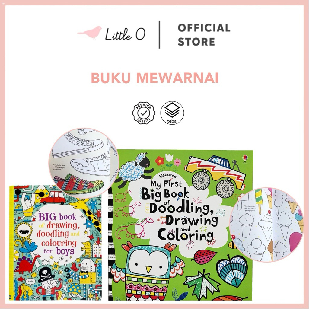 

LITTLE O USBORNE BIG BOOK Drawing Coloring Noodling Book Buku Impor Mewarnai Anak Buku Kreatifitas Buku Anak