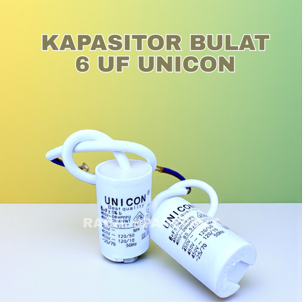 Kapasitor Bulat Mesin Cuci / Pompa Air Unicon 6 UF