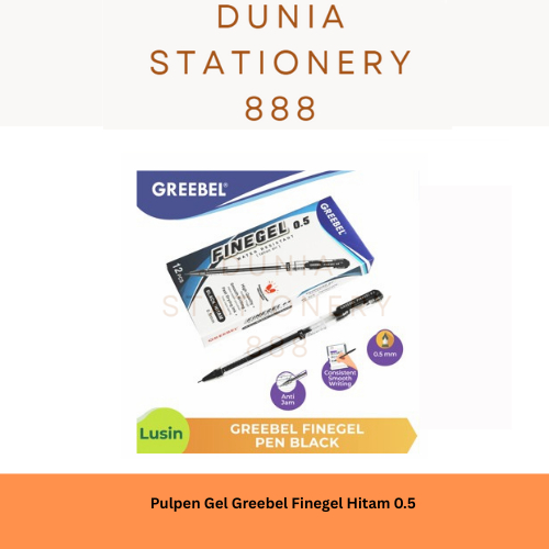 

GREEBEL Pen Pulpen Bolpoin Ballpoint BALLPEN FINE GEL - BLACK 12 PCS/SET