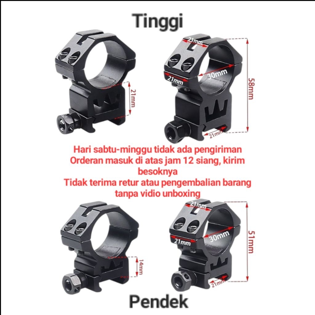 Mounting teleskop rail 22 tube 30 New Produk