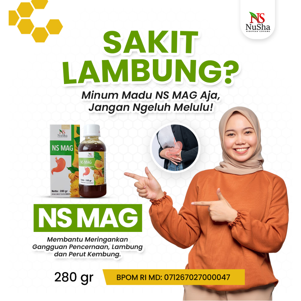 NUSHA - Madu NS MAG Obat Asam Lambung Ampuh - Mag Kronis dan Gerd, Tukak Lambung - 280 gr