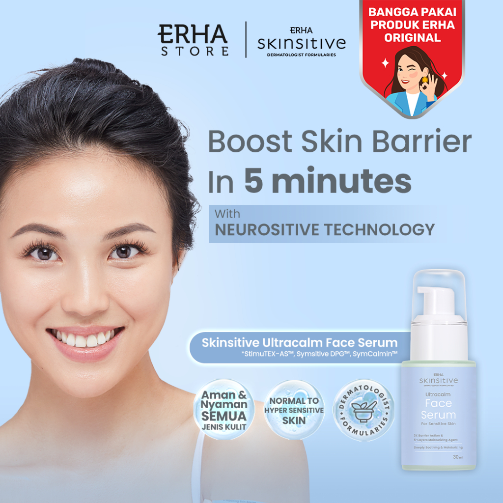 ERHA Skinsitive Ultracalm Face Serum 30g | Serum untuk Memperkuat Skin Barrier | Menenangkan Kulit S
