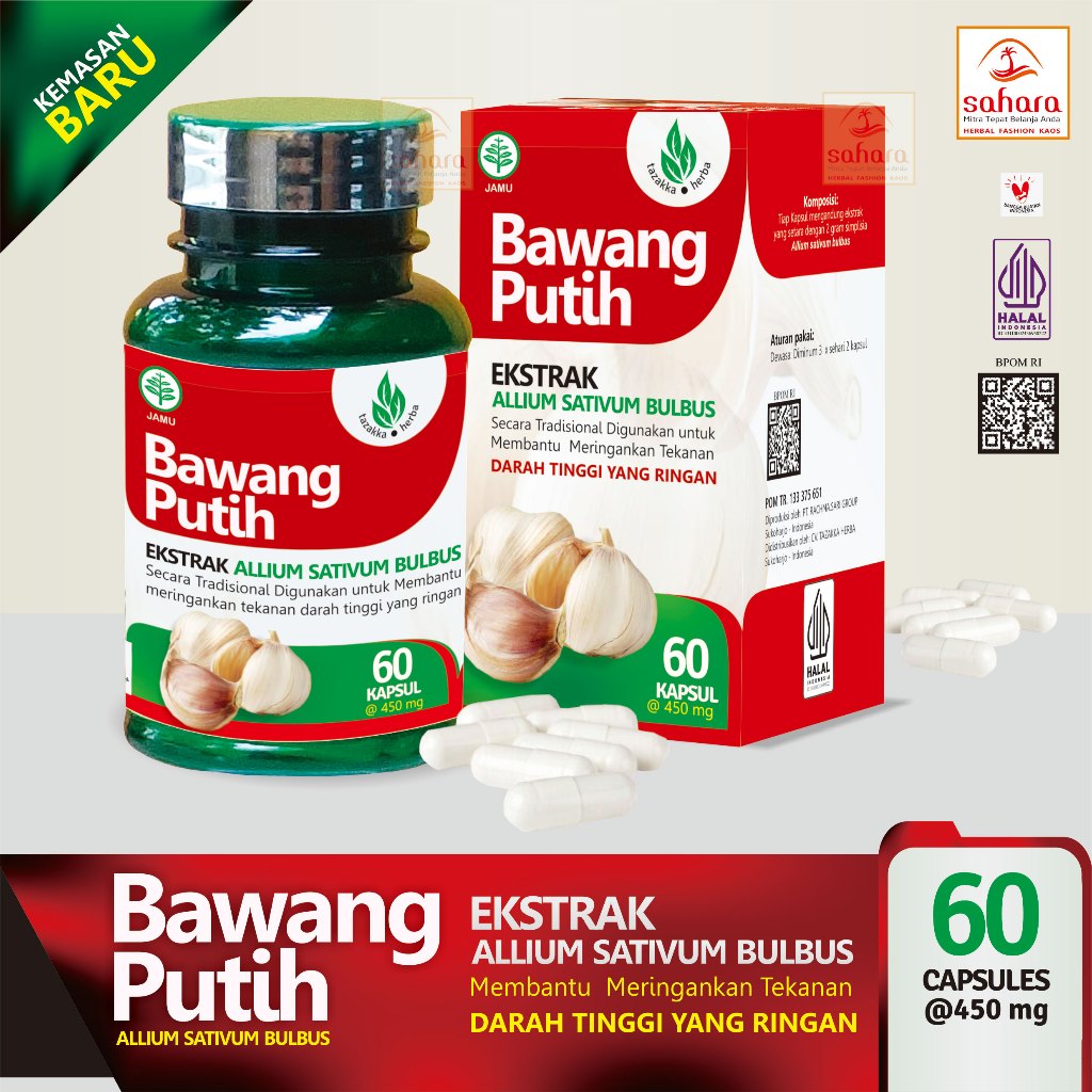 Bawang Putih Ekstrak Kapsul Tazakka - Allium Sativum - AntiKolesterol - Penurun Tekanan Darah Tinggi