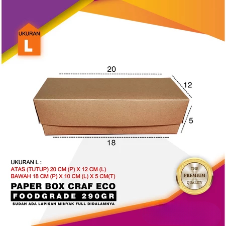 

Paper Lunch Craft Brown Polos 290 Gr Box Foodgrade Dus Coklat Laminasi Ukuran 18x10x5 Cm