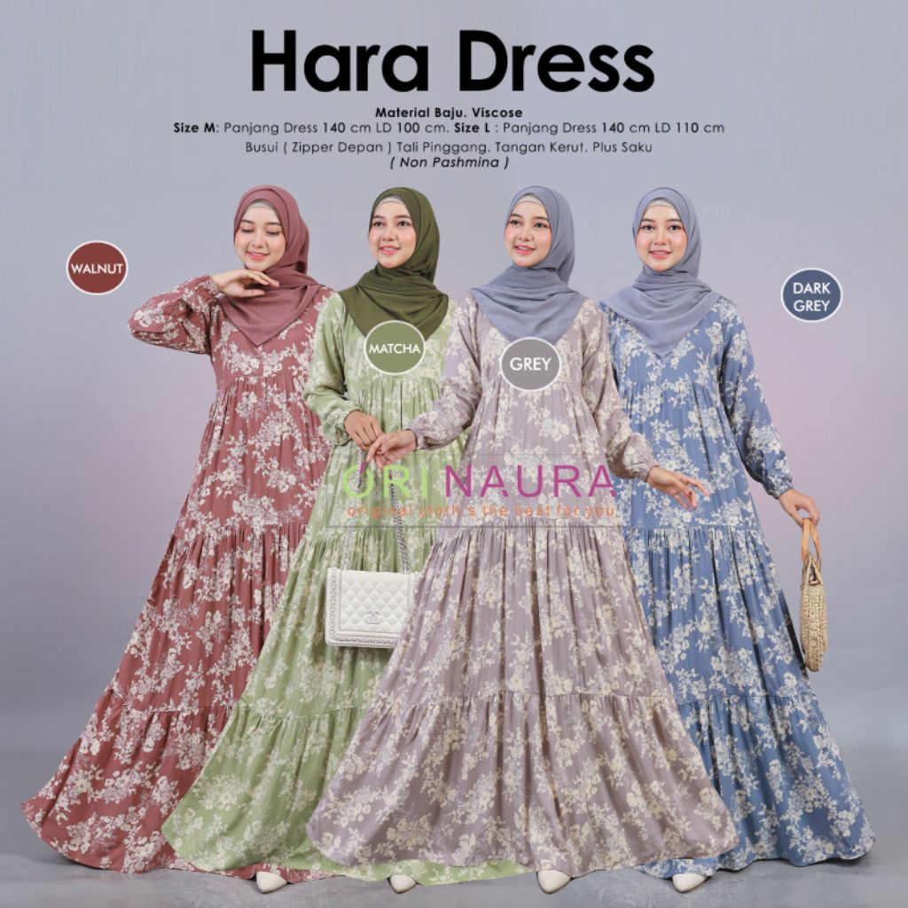 HARA DRES | MERINA DRES | ARINA DRES BY ORI NAURA // GAMIS RAYON VISCOSE MOTIF BUNGA