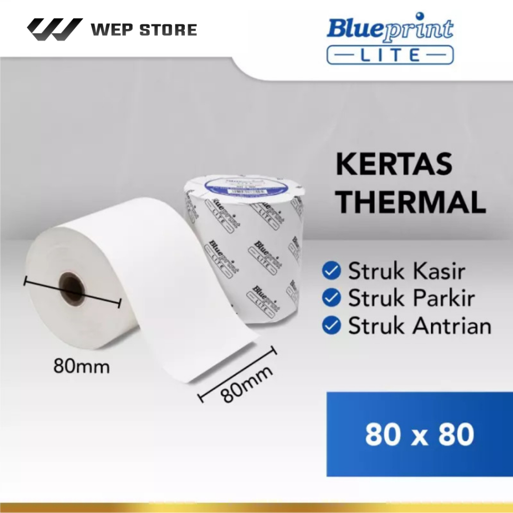 

Blueprint Lite Paper Thermal 80 × 80mm Kertas Struk 80x80 Nota Tiket Antrian Karcis Parkir PPOB