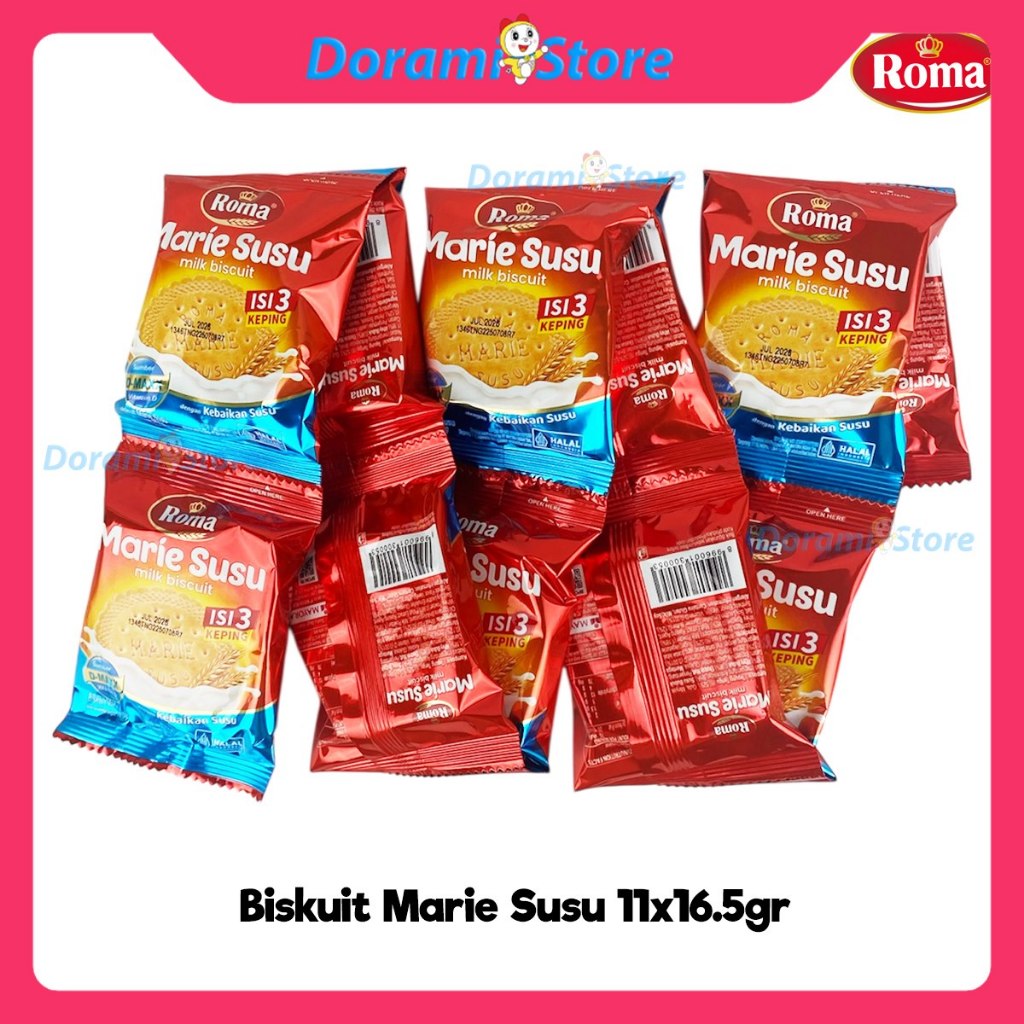 Roma Marie Susu Renceng Isi 11x16.5gr/ Biskuit Marie Kemasan Renceng