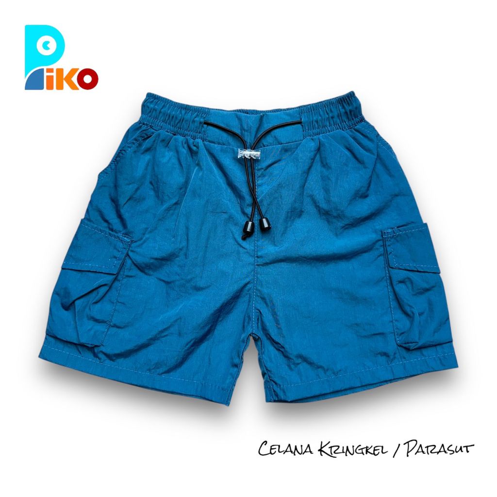 Piko Celana Cargo Pendek Anak Unisex Bahan Dusky Crinkle Usia 3-10 Tahun