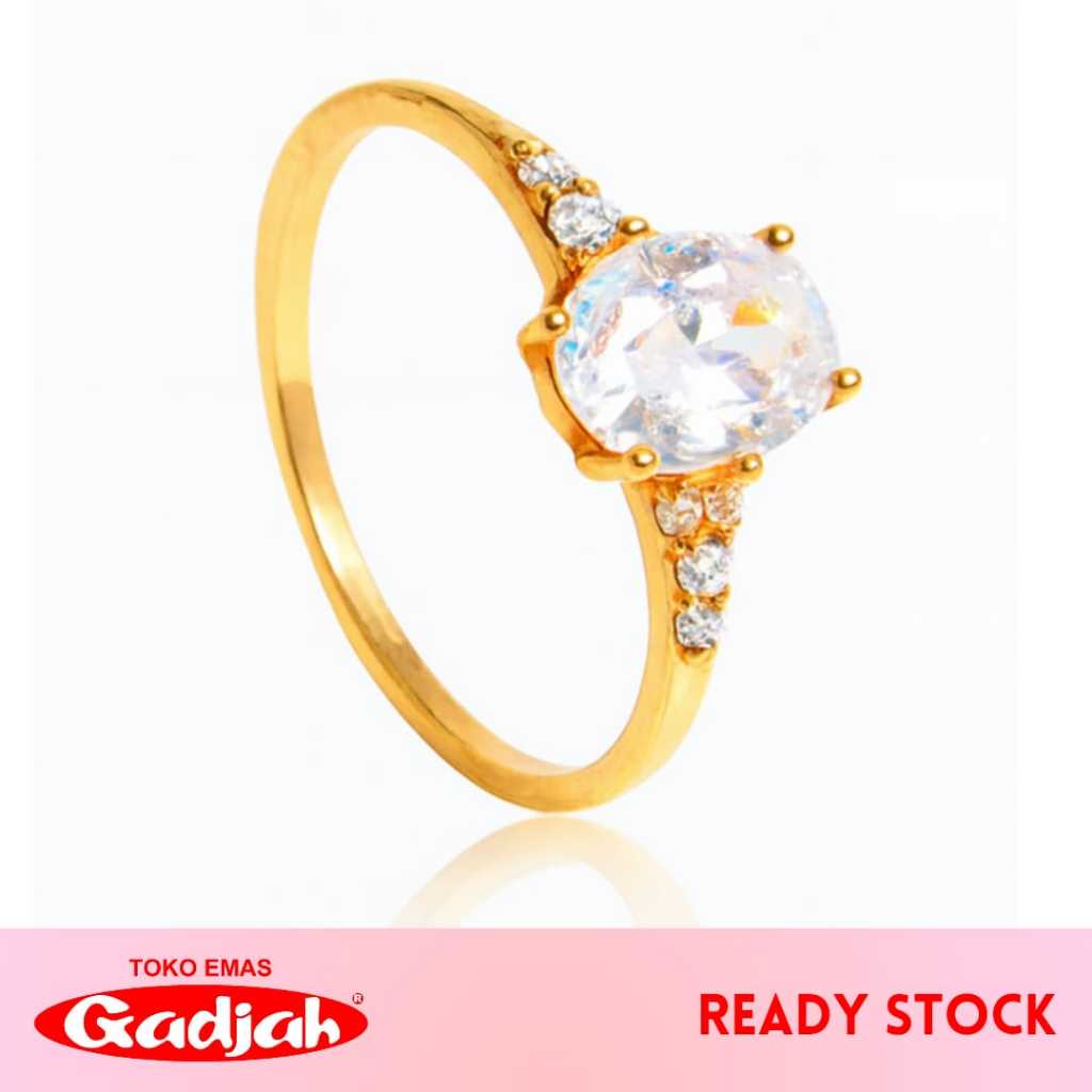 Cincin Emas Oval 2 Mata Tabur Samping  - Toko Emas Gadjah