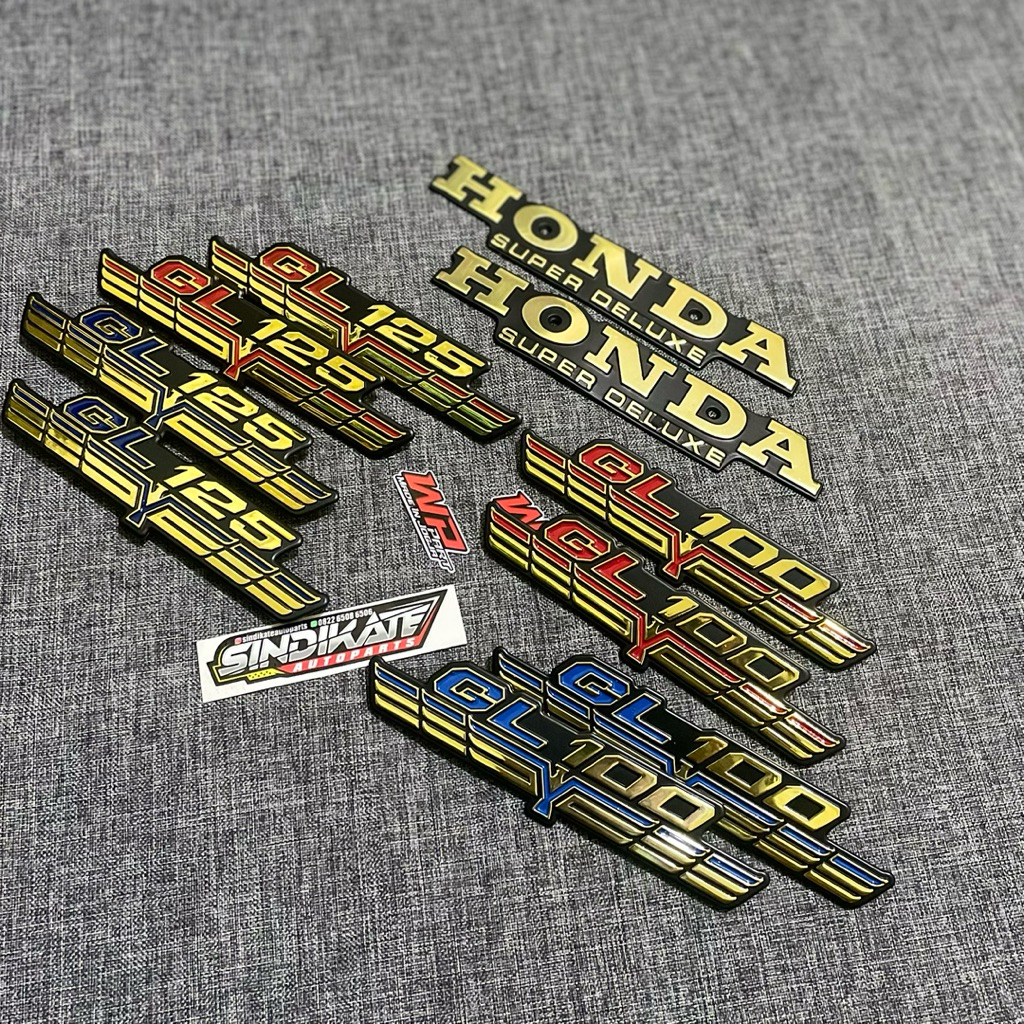 EMBLEM TANGKI GL 100 GL 125 LOGO TANGKI GL 100 GL 125 SET EMBLEM TEPONG GARUDA IMPORT WHELLPROF BAHA