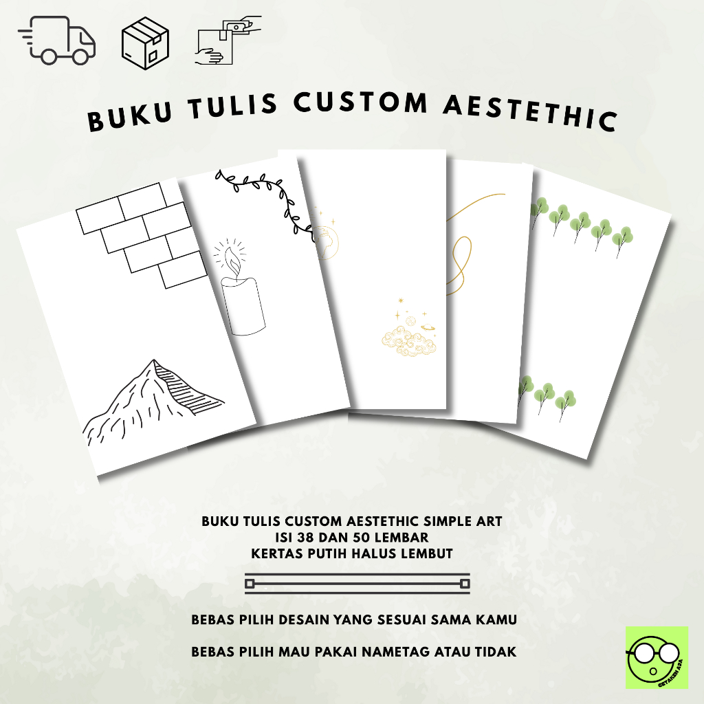 

buku tulis A5 simple art2 custom nama 38 lembar dan 50 lembar, buku tulis sekolah, custom cover buku