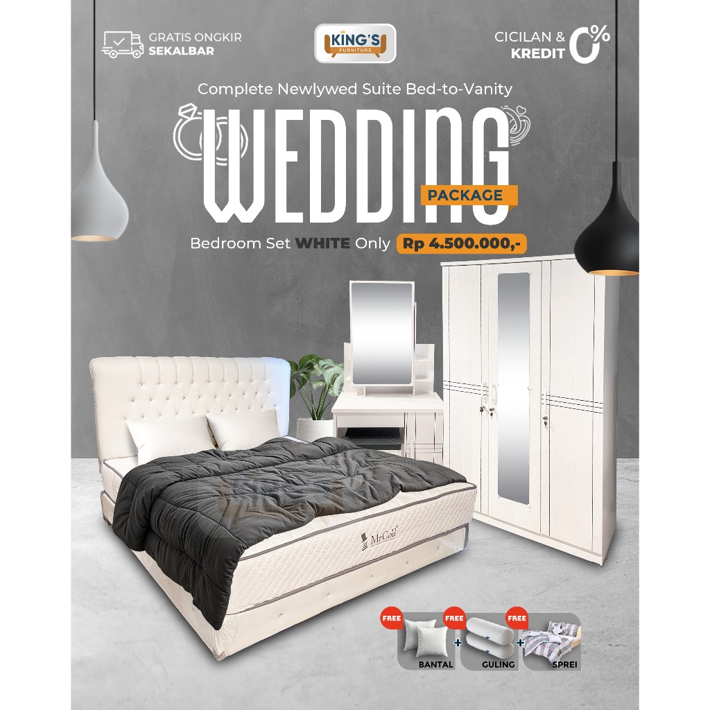 KINGS FURNITURE PONTIANAK -  PAKET WEDDING WHITE || WEDDING PACKAGE - PAKET MARRIED - PAKET NIKAH - 