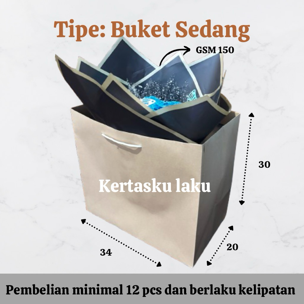 

Buket Sedang, Paperbag untuk Round buket, P34 L20 T30