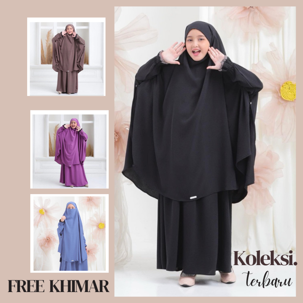 GAMIS SYARI TERBARU IBU DAN ANAK COUPLE PASANGAN BAJU GAMIS ANAK PEREMPUAN SET HIJAB KIHIMAR CADAR B