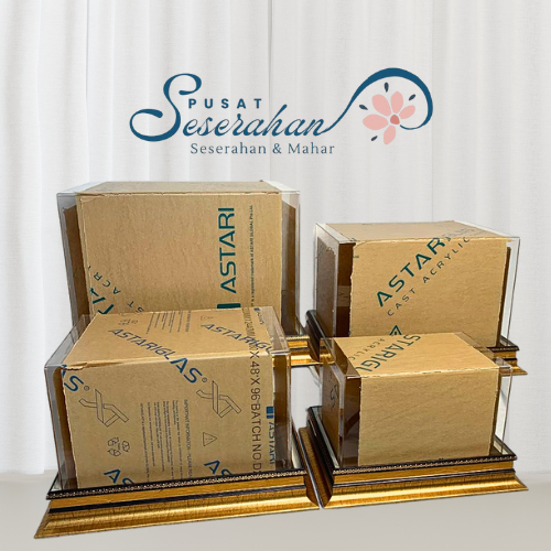 Kotak Hantaran Akrilik Coklat Emas 1 Set Isi 4 – Elegan & Mewah