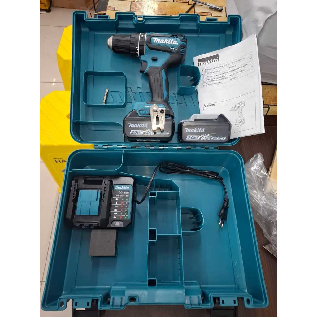 Makita Mesin Bor Obeng Baterai DHP485F001 Cordless Hammer Driver Drill Brushless DHP 485 F001