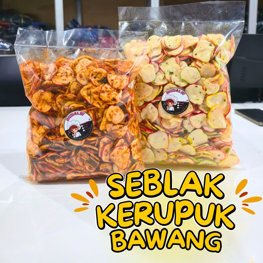 

seblak kerupuk bawang/kerupuk seblak/sebring kerupuk warna/kerupuk seblak ori pedas daun jeruk bumbu melimpah isi 250g 500g 1kg
