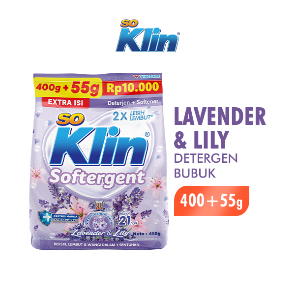 Soklin Deterjen Bubuk Softergent Lavender & Lily 400 + 55 gr