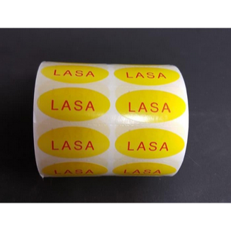 

STIKER LASA KUNING OVAL 40X20mm isi 3000 pcs in ROLL