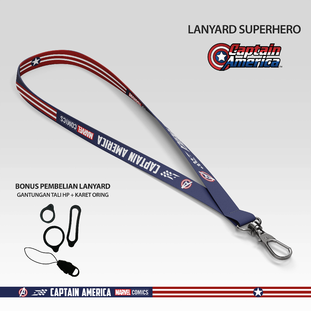 

Captain America - Lanyard | Gantungan Id Card | Tali Lanyard | Lanyard Captain America | Id Card | Lanyard Band 1.5cm