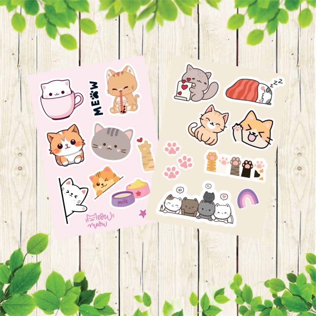 

STIKER KUCING DIY stiker buku jurnal buku catatan laptop botol minuman mug laptop